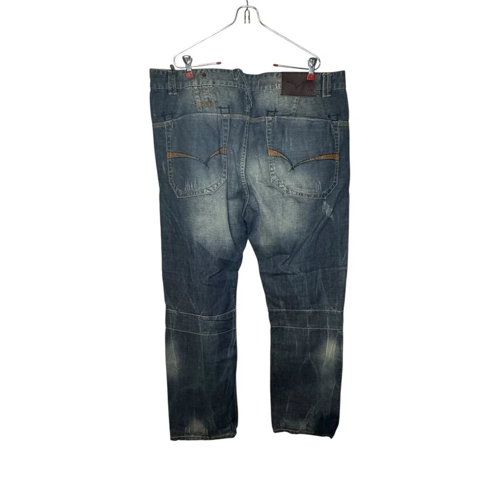 SYN Men's‎ Jeans Prankster Straight Fit Trousers Cotton Hi-Rise Dirty Blue 40X34